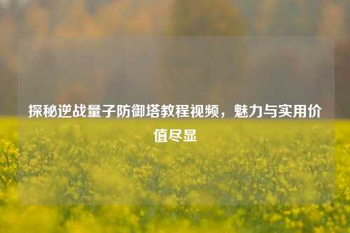 探秘逆战量子防御塔教程视频，魅力与实用价值尽显