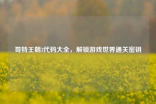 哥特王朝3代码大全，解锁游戏世界通关密钥