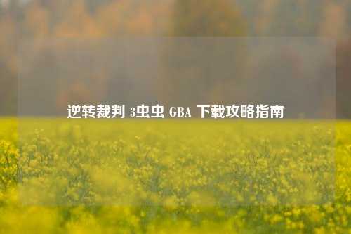 逆转裁判 3虫虫 GBA 下载攻略指南