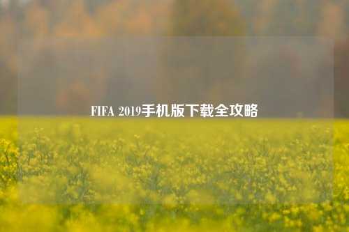 FIFA 2019手机版下载全攻略