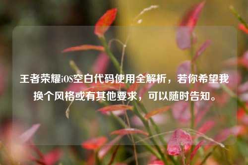 王者荣耀iOS空白代码使用全解析，若你希望我换个风格或有其他要求，可以随时告知。