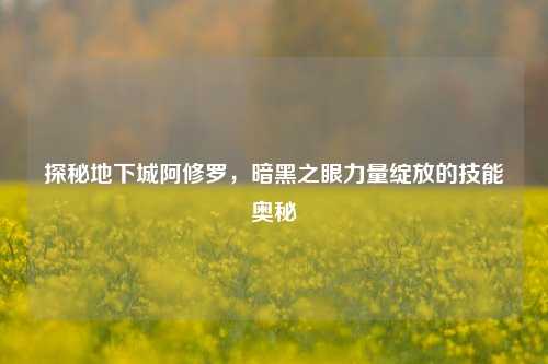 探秘地下城阿修罗，暗黑之眼力量绽放的技能奥秘