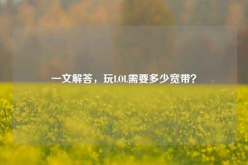 一文解答，玩LOL需要多少宽带？