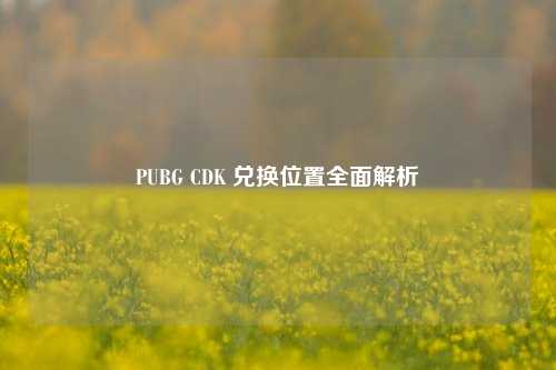 PUBG CDK 兑换位置全面解析