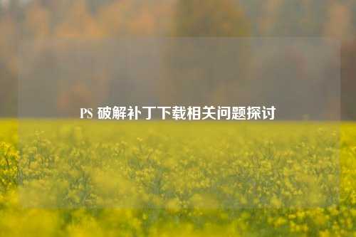PS 破解补丁下载相关问题探讨