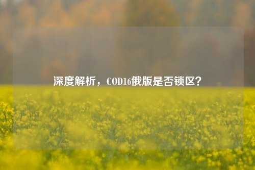 深度解析，COD16俄版是否锁区？
