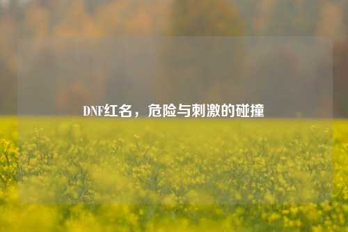 DNF红名，危险与刺激的碰撞