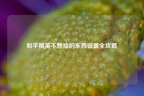 和平精英不想捡的东西设置全攻略