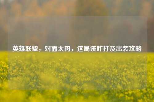 英雄联盟，对面太肉，这局该咋打及出装攻略