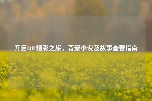 开启LOL精彩之旅，背景小说及故事查看指南