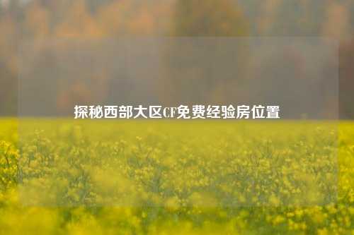 探秘西部大区CF免费经验房位置