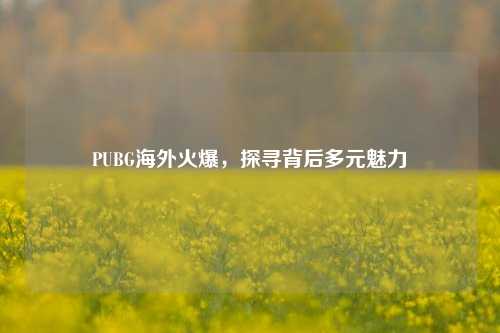 PUBG海外火爆，探寻背后多元魅力