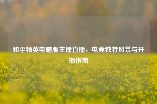 和平精英电脑版主播直播，电竞独特风景与开播指南