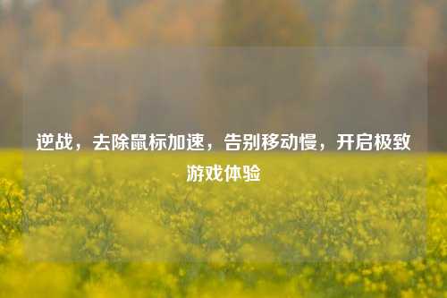 逆战，去除鼠标加速，告别移动慢，开启极致游戏体验