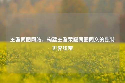 王者同图网站，构建王者荣耀同图同文的独特世界纽带