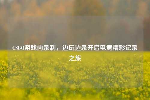 CSGO游戏内录制，边玩边录开启电竞精彩记录之旅