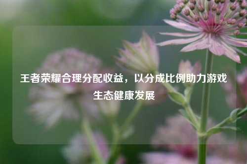 王者荣耀合理分配收益,以分成比例助力游戏生态健康发展