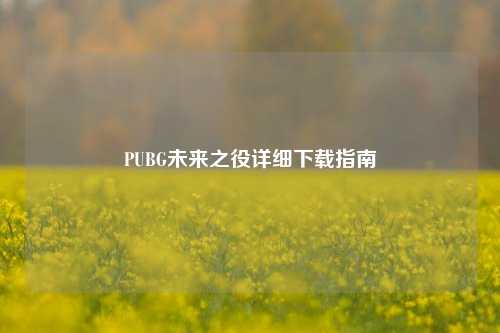 PUBG未来之役详细下载指南