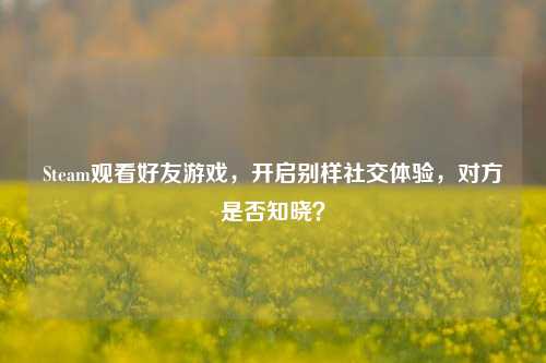 Steam观看好友游戏，开启别样社交体验，对方是否知晓？