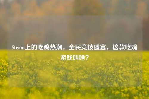 Steam上的吃鸡热潮，全民竞技盛宴，这款吃鸡游戏叫啥？