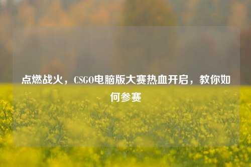 点燃战火，CSGO电脑版大赛热血开启，教你如何参赛