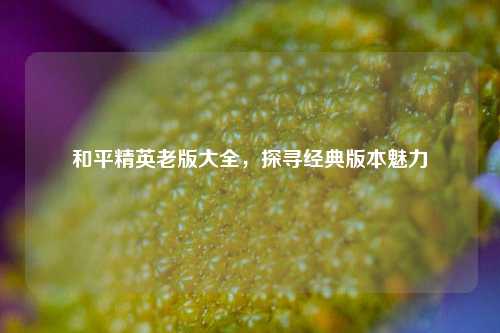 和平精英老版大全，探寻经典版本魅力