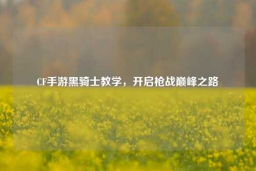 CF手游黑骑士教学，开启枪战巅峰之路