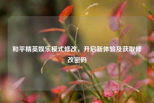 和平精英娱乐模式修改，开启新体验及获取修改密码
