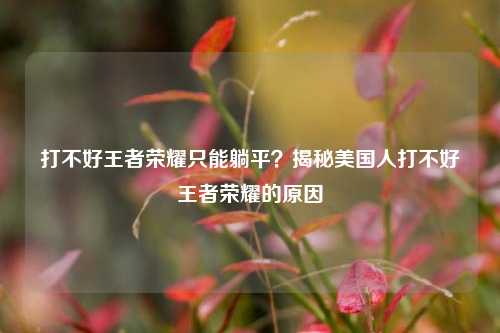 打不好王者荣耀只能躺平?揭秘美国人打不好王者荣耀的原因