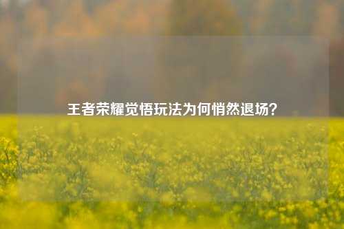 王者荣耀觉悟玩法为何悄然退场？