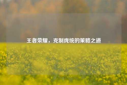 王者荣耀，克制庞统的策略之道