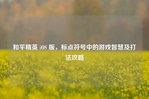 和平精英 iOS 版,标点符号中的游戏智慧及打法攻略