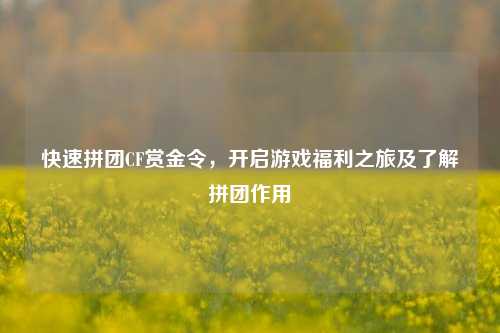 快速拼团CF赏金令,开启游戏福利之旅及了解拼团作用